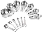 Last Confection 13pc Stainless Steel Measuring Spoon & Cup Set - Kitchen Measurements for Dry Spices and Liquid Cooking & Baking Ingredients