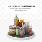 Copco Basics Non-Skid Pantry Cabinet Lazy Susan Turntable, 12-Inch, White/Gray (Pack of 2)