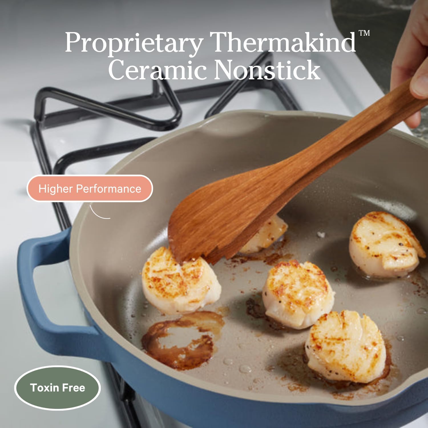 Our Place Large Always Pan 2.0-12.5” (4 Qt) Nonstick, Toxin-Free Ceramic Cookware | Patented 10-in-1 Aluminum Frying & Sauté Pan | Safe for Oven, Induction & All Cooktops up to 450°F | Char