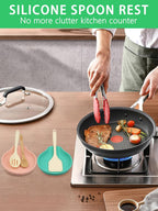 Spoon Rest for Stove Top, Silicone Spoon Rest for Kitchen Countertop, Heat-Resistant Utensil Rest for Spatula, Tongs or Spoon, Green