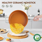 Ceramic Saute Pan with Lid, 5.5QT Nonstick Frying Pan without PFAS, PTFE, or PFOA, Stainless Steel Base Deep Skillet for All Cooktops, Oven & Dishwasher Compatible