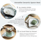LAUCHUH Spoon Rest for Stove Top, Ceramic Spoon Holder Large Spault Rest for Kitchen Counter Coffee Spoon Holder Cooking Utensil Rest Modern Farmhouse Kitchen Décor for Christmas, Cream, 5 Inch