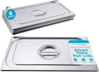 BIRDROCK HOME Stainless Steel Steam Table Pan Lids - Restaurant and Catering Supplies - 24 Gauge Steel - Perfect for Meal Prep, Cooking, and Food Storage Container - 6 Pack, Fits Full-Size Hotel Pans