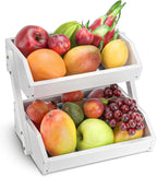G.a HOMEFAVOR Fruit Basket for Kitchen, 2-Tier Fruit Bowl for Kitchen Counter, Vegetable Storage Stand for Fruit Shop, 15 mm Thickness (WHITE)