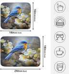 Spring Blue Yellow Flower Bluebird Butterflies Dish Drying Mat for Kitchen Counter Absorbent Microfiber Large Drying Pad Dish mats for Kitchen Countertops 18 x 24 Inch
