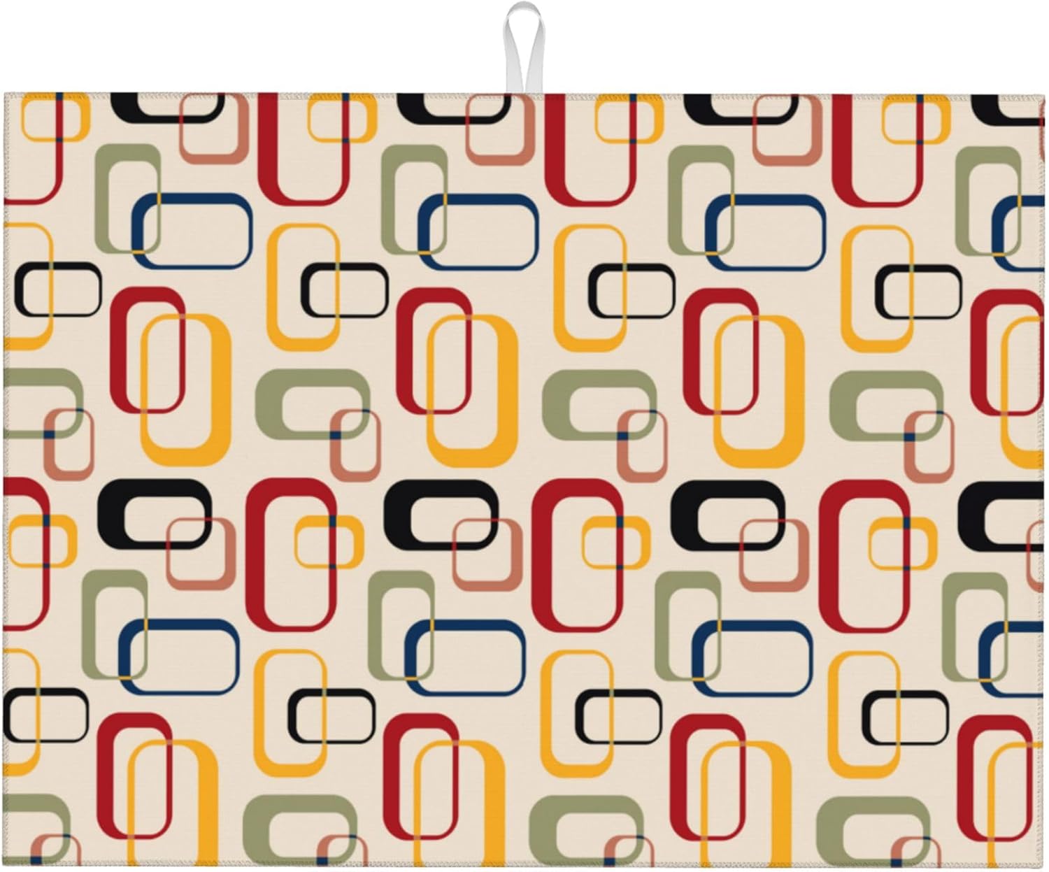 Mid Century Modern Retro Kitchen Drying Mat Vintage Decorative Microfiber Dish Drainer Mat for Kitchen Counter Absorbent Reusable Washable 18x24 Inch