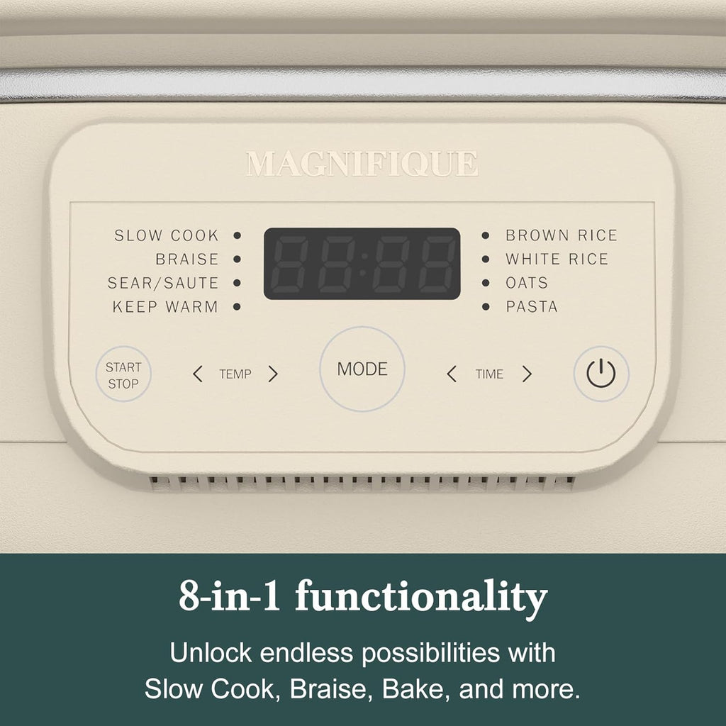 4 Quart Programmable Slow Cooker with Flexible Easy Programming, 8-in-1 Claypot Multi Cooker, Removable Crock, Nonstick, Oven Safe Pot to 450°F, Oatmeal