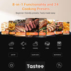 Tastee Ceramic Air Fryer, 8-in-1 Compact 5.5QT AirFryers, 450°F Digital Airfryer Dehydrator with Smart Probe, 24 Presets One-touch Cooking, In-app Recipes with Window, Dishwasher-safe & Non-stick