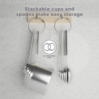 Measuring Cups and Measuring Spoons Set of 14 - Stainless Steel Measuring Cups and Spoons Set, Includes 1/8 Teaspoon Measuring Spoon, 1/8 Cup Measuring Cup, Leveler Dry (14, Charcoal)