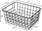 11" Upright Freezer Storage Baskets, Black Wire Storage Bins Small Bakset for Freezer, Pantry, Bathroom Organizing, Set of 4