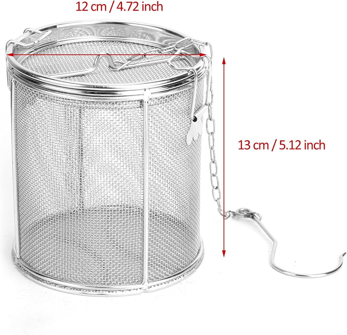 AUNMAS Stainless Steel Tea Ball Strainer and Spice Filter, 4.7 Inch Infusion Basket for Loose Leaf Tea, Soup Seasonings, Broth with Hook,12 x 13cm