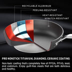 MsMk 12 1/2 inch Non Stick Frying Pan with Lid,Titanium and Ceramic Nonstick Large Skillet，Stay-Cool Handle,Scratch-resistant,Non-Toxic,Induction，Dishwasher Safe, Oven Safe to 700°F