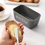 Plastic Large Butter Dish With Lid,Food Grade PP Butter Keeper With Cover,Grey Butter Container For Kitchen Refrigerator Countertop