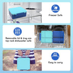 Bento Lunch Box with 8oz Soup Thermo, Leak-Proof Lunch Containers with 4 Compartment, Thermo Hot Food Jar and Insulated Lunch Box for School Blue