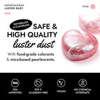 MONÉGASQUE Pink Edible Glitter for Drinks 7g – Edible Glitter for Cakes & Cocktails – Pink Luster Dust Sprinkles for Cupcakes – Cake Decorations Spray & Drink Shimmer Powder – Cake Decorating Toppers
