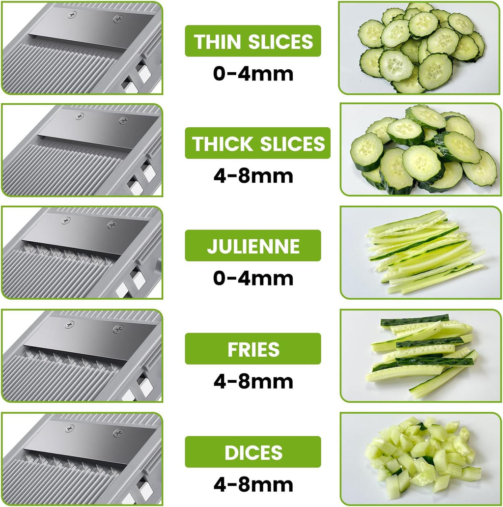 Safe Vegetable Mandoline Slicer for Kitchen, Thickness Adjustable Mandloline Food chopper, Onion Chopper Potato Julienne Slicer Tomato Food Fruit Dicer Cutter