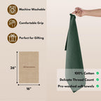 Native Fab Waffle 12 Pack 100% Cotton Easter Kitchen Dish Towels 16x26 Absorbent Durable Washable Tea Towels with Hanging Loop, Olive Green