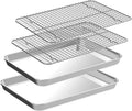 Jelly Roll Pan with Cooling Rack Set [2 Baking Pans + 2 Baking Racks], CEKEE Stainless Steel Baking Sheet Tray with Wire Rack Set, Commercial Quality, Rust Proof & Nonstick, Size 15.94 x 12 x 1 Inch