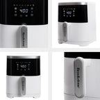 Brookstone Air Fryer – 4.5 Qt, 1300W Large Capacity Fryer with LED Display, 8 Presets, Adjustable Temp, Oil-Free Kitchen Appliance for Baking, Roasting, Frying, Healthy Crispy Meals, White