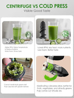 Slow Juicer for Celery Ginger Beet Carrot, Masticating Cold Press Juicer 200W Motor, Pulp Separated, East to Clean Dishwasher Safe, BPA Free, Juicer Machine Vegetable & Fruit