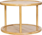 TB Home Two-Tier Bamboo Wood Lazy Susan Organizer Kitchen Turntable for Cabinet, Table or Pantry Organization