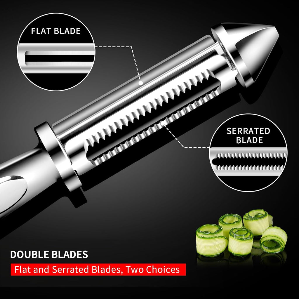 MAD SHARK Ultra Sharp Potato Peeler, Fruit Carrot Veggie Peelers for Kitchen,Flat/Serrated Blade 2 in 1-I Shaped Stainless Steel Peelers,Vegetable Peeler with Ergonomic Non-Slip Handle