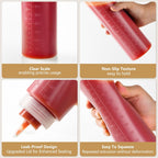 8 Pack 12 oz Plastic Squeeze Squirt Condiment Bottles with Cap Lids - Perfect for Condiments, Oil, Icing, Liquids–Set of 8 with extra 1 Silicone Funnel, 8 Chalk Labels and 1 Pen