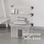 Superio Clear Storage Boxes with Lids, 4.75 Quart Plastic Container Bins for Organizing, Stackable Crates, BPA Free, Non Toxic, Odor Free, Organizers for Home, Office and Dorm, 4 Pack