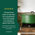 Great Jones Dutchess Cast Iron Dutch Oven Pot With Lid (Broccoli) - Large 6.75 Quart Size, Dual Handles - All Stovetop Safe - 500° Dutch Oven For Bread Baking | Dishwasher Friendly