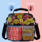 FlowFly Double Layer Cooler Insulated Lunch Bag Adult Lunch Box Large Tote Bag for Men, Women, With Adjustable Strap,Front Pocket and Dual Large Mesh Side Pockets