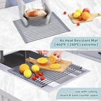Ohuhu Roll Up Dish Drying Rack, Over The Sink Multipurpose Roll-Up Dish Racks, 16.5" W x 13" L Rolling Heat-Resistant Anti-Slip Silicone Coated Dish Drainer Portable Foldable for Kitchen Counter