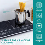 Navaris Stainless Steel Multifunctional Spaghetti Cooker & Steam Pot - 3.4L Capacity - Includes Lid & Basket - Silver