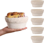 (6.7x4.7x3in) Mini Banneton Bread Proofing Basket Set of 6, Oval Sourdough Bread Basket with Liner Professional & Home Bread Baking Supplies (Small Oval)