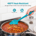 U-Taste Silicone Spoon Spatula Set: 480ºF Heat Resistant Food Grade Flexible Rubber Spoonula, Nonstick Cooking Mixing Scooping Kitchen Baking Scraper Utensils Set of 3 for Pan, Pot, Bowl (Multicolors)