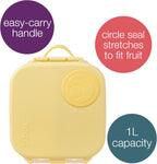 b.box Mini Lunch Box, Bento Box for Kids, Snack Container with 2 Leak Proof Compartments, Reusable Snack Containers with Lids, Kids Lunch Boxes Ages 3+, BPA Free, 4 1/4 Cup Capacity (Lemon Twist)