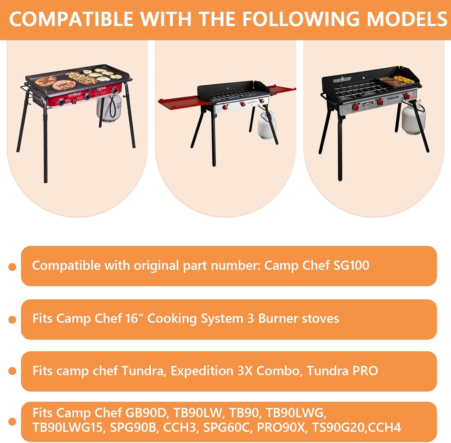 Flat Top Griddle for Camp Chef Accessories 3 Burner Stove SPG90B GB90D TB90 TB90LW TB90LWG TB90LWG15 CCH3 Camp Stove Griddle Top for Camp Chef Tundra 3 Burner 16" x 38"