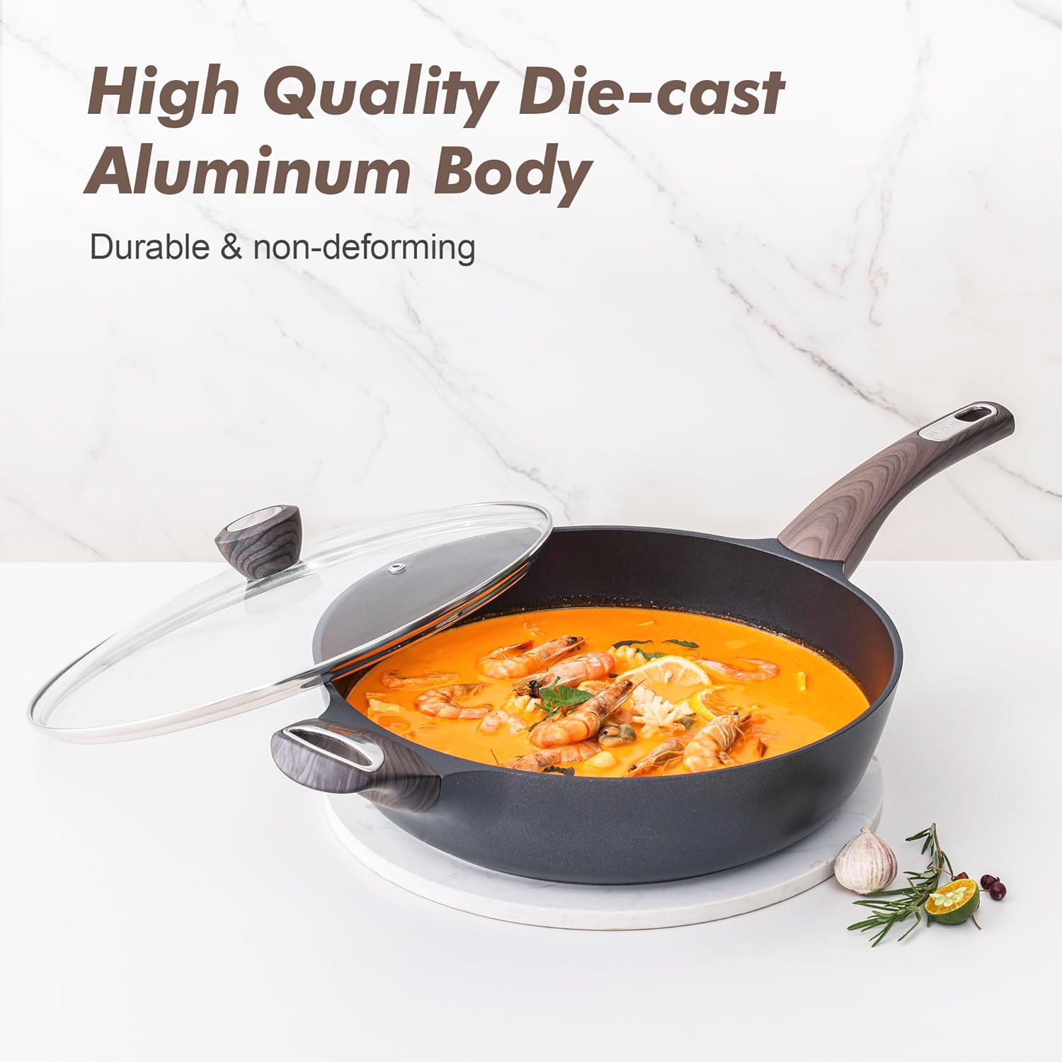 SENSARTE Pots and Pans Set Non stick, Non toxic Healthy Induction Cookware Sets, 26 Pcs Nonstick Kitchen Cooking Set, w/Frying Pans Set, Saucepans Set, Stockpots Set, PFOA PFOS Free, Black