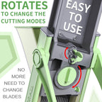ONCE FOR ALL Upgrade Safe Mandoline Slicer Plus, Adjustable Vegetable Food Chopper Potato Fries French Fry Cutter, Detachable Blade, Kitchen Chopping Artifact, New Kitchen Gift JS03 Green