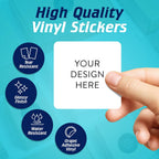5-1000 Custom Vinyl Stickers - Upload Your own Image, Text, Design, Logo - Personalized Logo Labels for Handmade, Packaging, Bottle, Jars, Candle, Brand Stickers (White, 2x2 Square)