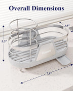 Kitsure Sponge Holder for Kitchen Sink - Space-Saving Kitchen Sink Caddy, Rustproof Metal Sink Organizer with Removable Brush Holder, 7.9"×3.9"×5.3", White