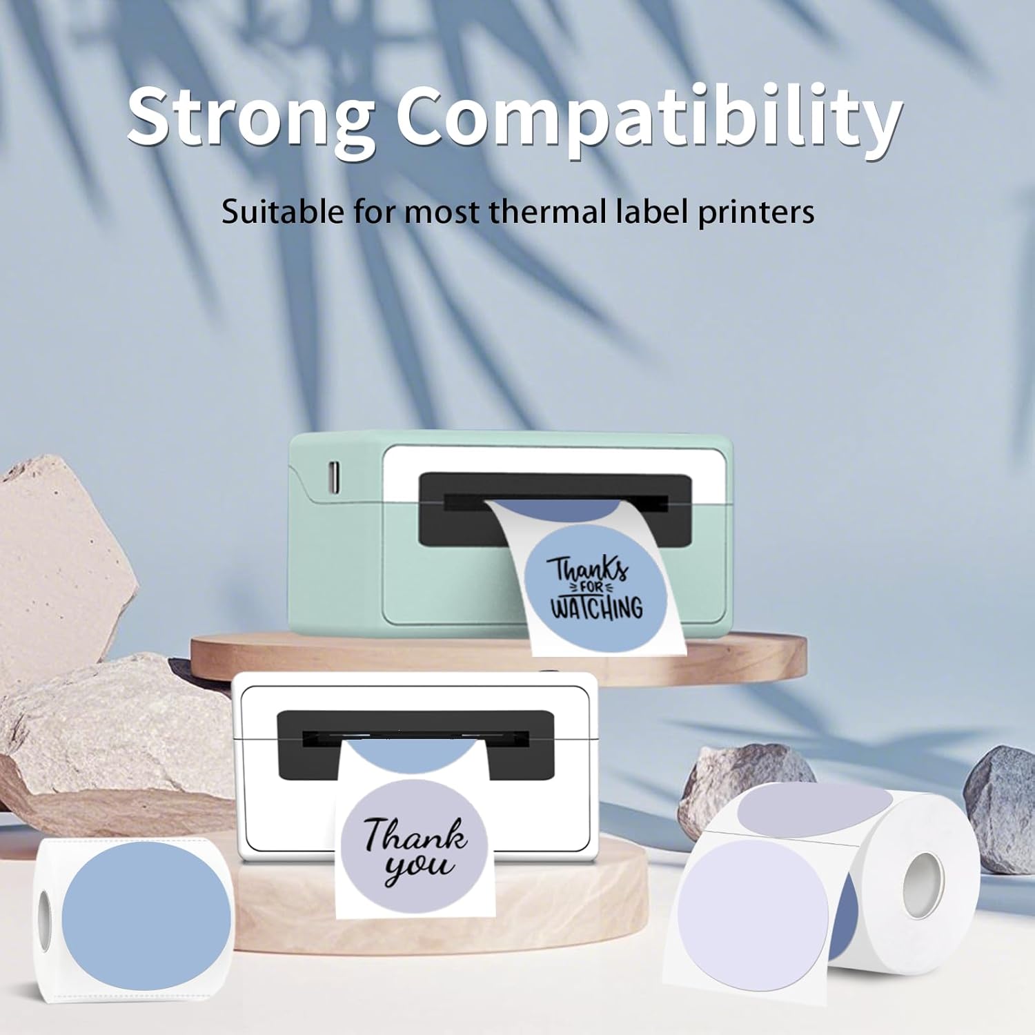 Thermal Label,3 Inch Purple Gradient Round Thermal Printer Sticker,Self-Adhesive Round Direct Thermal Labels,Thermal Stickers for DIY Logo Design,Name Tag (300 Labels/1 Roll)