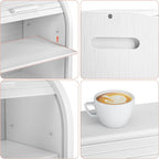 G.a HOMEFAVOR Bread Box: Large 2-Tier Bamboo Roll Top Bread Storage Container for Kitchen Counter, Bread Holder Food Bin for Countertop, Self-Assembly, White