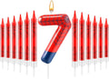 13 Pcs Spider Themed Birthday Candle Set Red Spider Theme Number 7 Candle Cake Topper for Boys Girls Birthday Decoration Spider Party Decoration Supplies (Number 7)