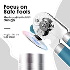 Beneno Can Opener Manual with Magnet, Hand Held Heavy Duty Can Opener with Durable Sharp Blade Smooth Edge, Big Effort-Saving Knob, Soft Grip Rubber Handle, Multifunctional Bottle Opener, Aqua