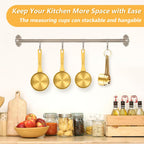 Magnetic Measuring Spoons and Cups Set of 15, Including 7 Magnetic Gold Measuring Spoons with 1 Leveler, 7 Stainless Steel Heavy Duty Gold Measuring Cups, Ideal for Cooking & Baking