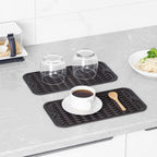 Silicone Dish Drying Mat for Multiple Usage,Easy clean,Eco-friendly,Heat-resistant Silicone Mat for Kitchen Counter or Sink,Refrigerator or Drawer Liner Coffee S 12 inches x 6 inches