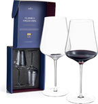Universal All Purpose Modern Thin Crystal Wine Glasses, Worlds Lightest Wine Glass (88 Grams) Tall Long StemDurable & Resistant | 2 Set Glassware | Handblown & Lead-Free, Stemmed Unique Shape 18oz
