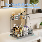 1 Pack Under Sink Organizers and Storage, 2 Tier Pull Out Cabinet Organizer, Metal Sliding Drawer Storage for Kitchen Bathroom，Gray