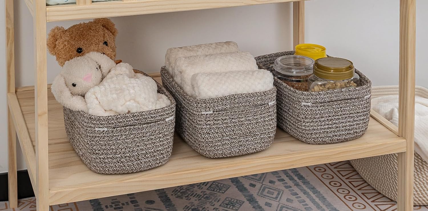CubesLand Woven Basket for Organizing/Storage,Cube Shelf Closet Storage Baskets Bins,Long-lasting Toy Storage Basket,Stylish Room Decor Basket,Rope Basket,Mixed Dark Brown Basket for Shelves