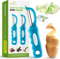 Spring Chef Stainless Steel Swivel Potato Peelers for Kitchen, Dishwasher Safe Veggie Peeler for Kitchen with Soft Grip Handle & Sharp Blades, Great for Vegetable, Apple, Carrot - Set of 2 - Teal
